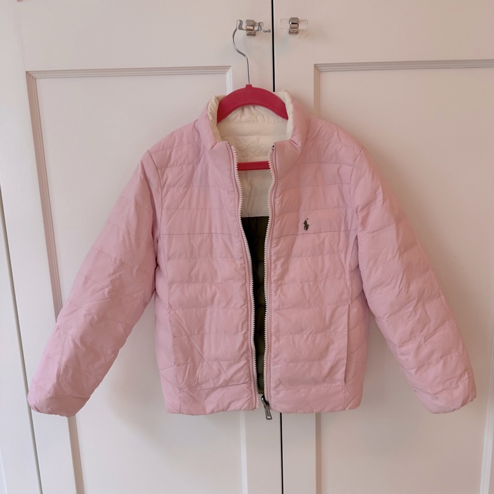 Polo by Ralph Lauren light weight reversible jacket, pink or cream & moss green
